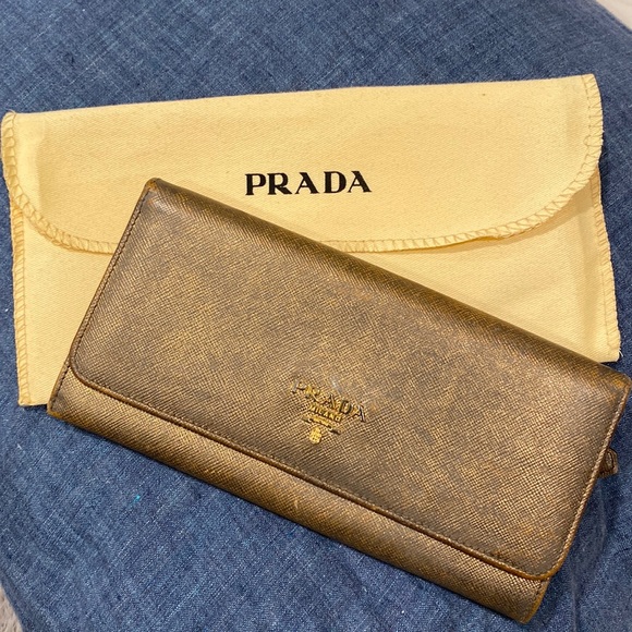 Prada Other - Prada Metallic Saffiano Leather Wallet (Long)